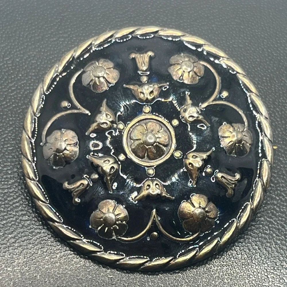 Andresen & Scheinpflug Norway vintage Sterling Silver Black Enamel Brooch pin - Picture 2 of 16